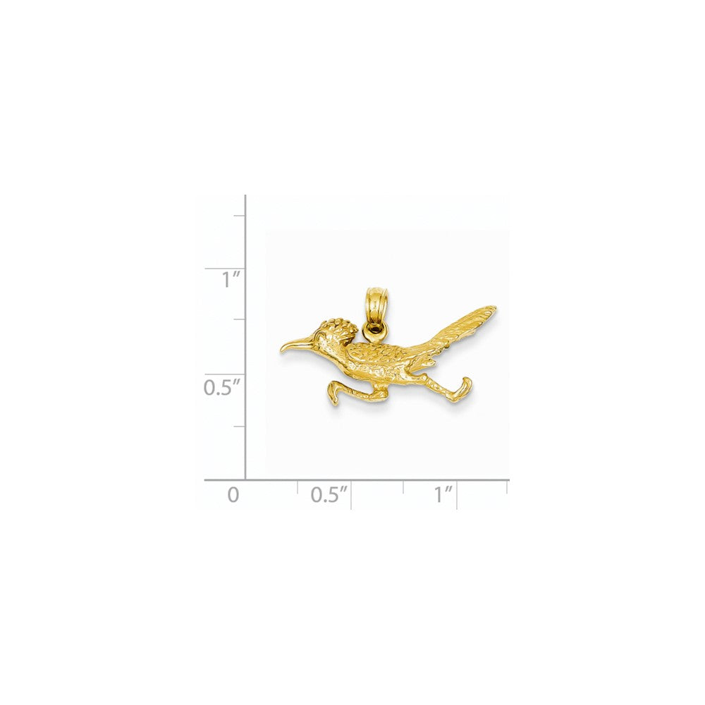 14k Yellow Gold 3-Dimensional Roadrunner Pendant