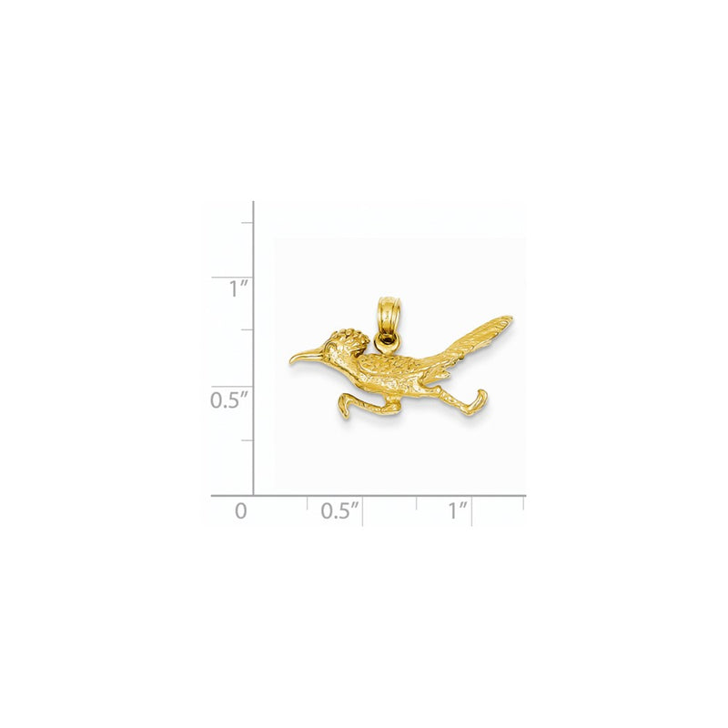 14k Yellow Gold 3-Dimensional Roadrunner Pendant