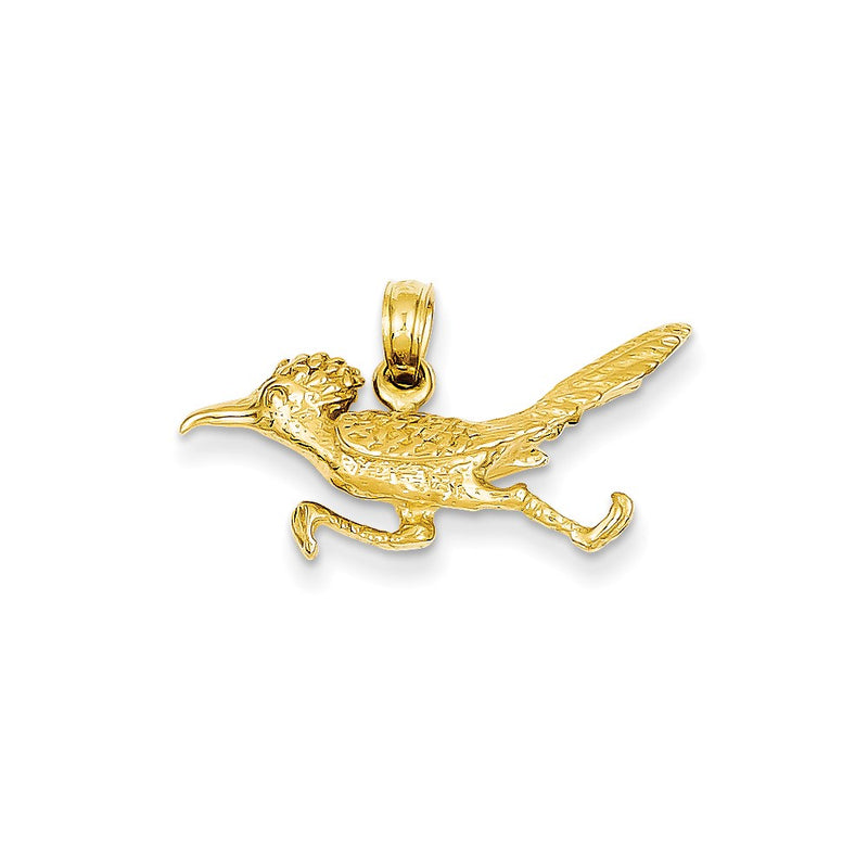 14k Yellow Gold 3-Dimensional Roadrunner Pendant