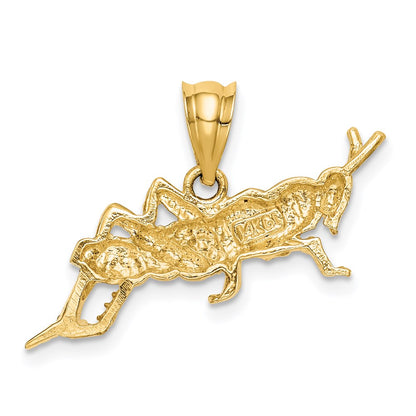 14k Yellow Gold Polished Open-Backed Grasshopper Pendant