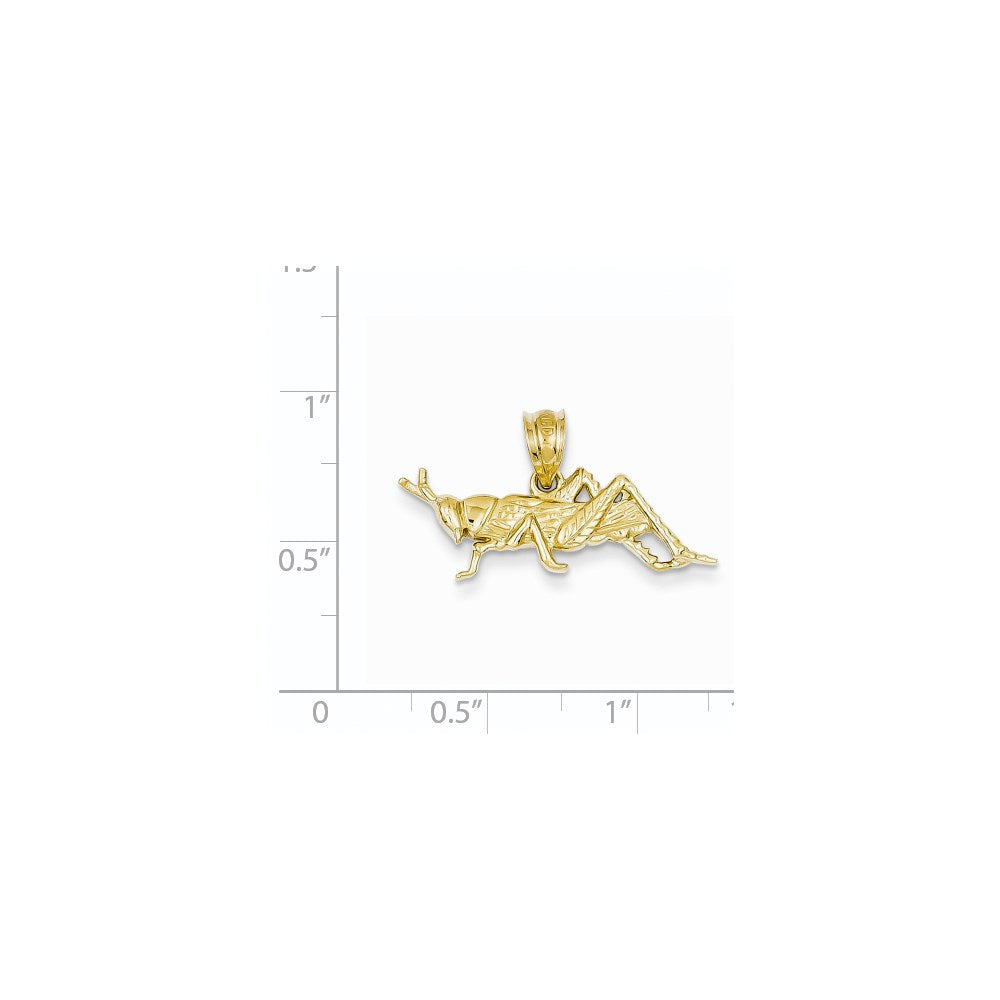 14k Yellow Gold Polished Open-Backed Grasshopper Pendant