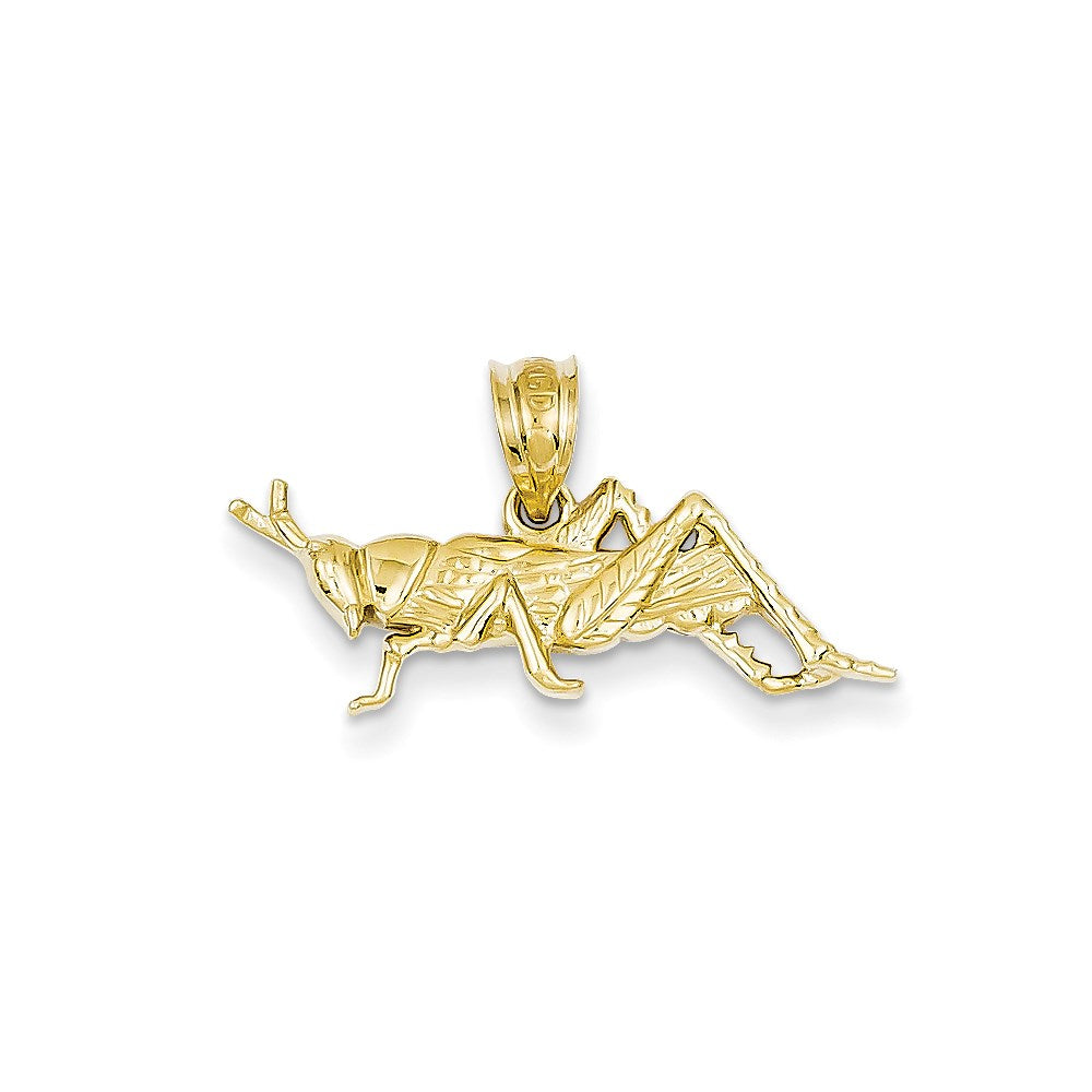 14k Yellow Gold Polished Open-Backed Grasshopper Pendant