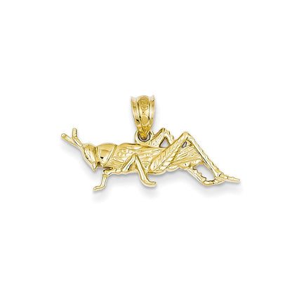 14k Yellow Gold Polished Open-Backed Grasshopper Pendant