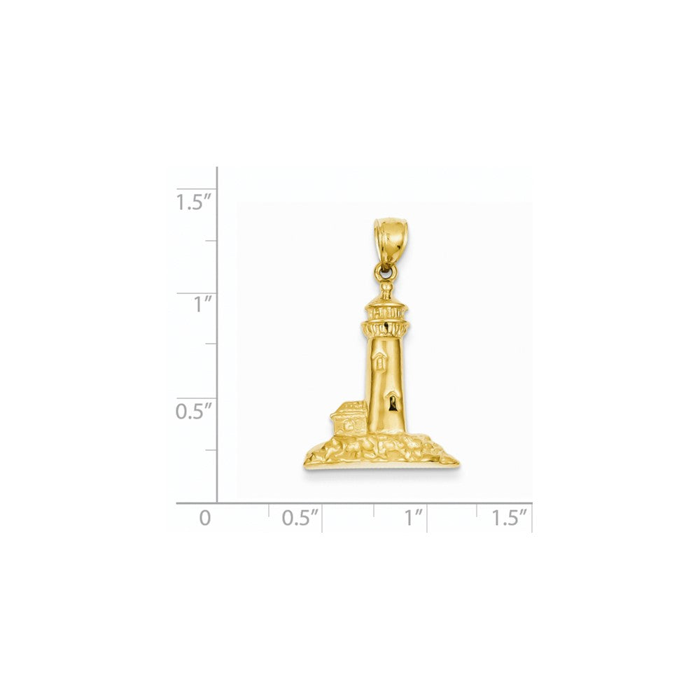 14k Yellow Gold Lighthouse Pendant