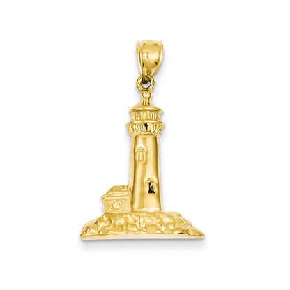 14k Yellow Gold Lighthouse Pendant
