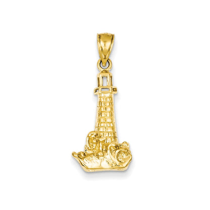 14k Yellow Gold Lighthouse Pendant