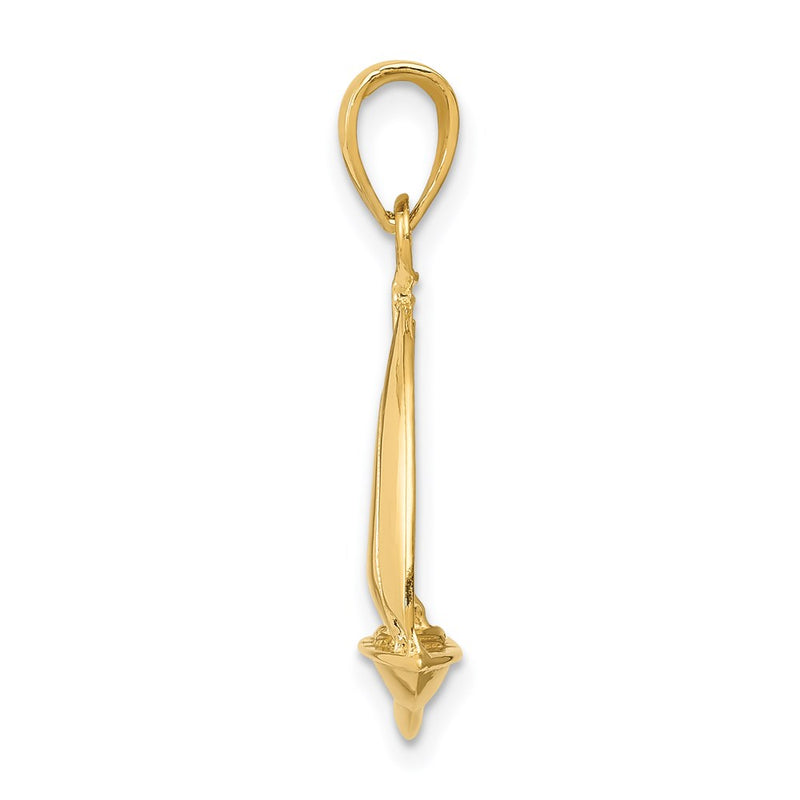 14k Yellow Gold Polished Open-Backed Sailboat Pendant