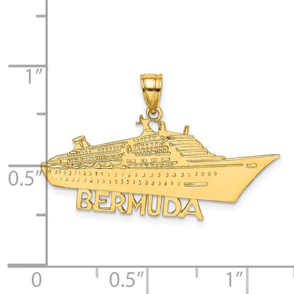 14k Yellow Gold Solid Polished BERMUDA Cruise Ship Charm