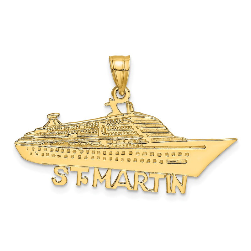 14k Yellow Gold Solid Polished ST MARTIN Cruise Ship Charm