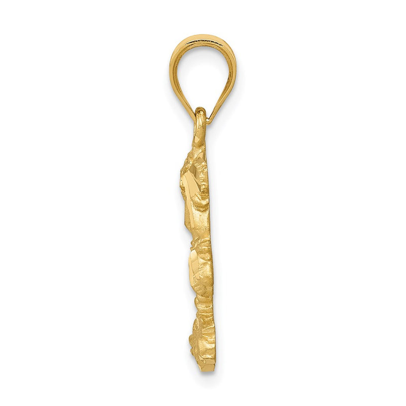 14k Yellow Gold Polished Diamond-cut Palm Trees Pendant