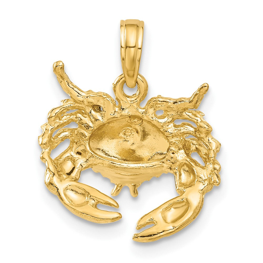 14k Yellow Gold Polished Open-Backed Crab Pendant