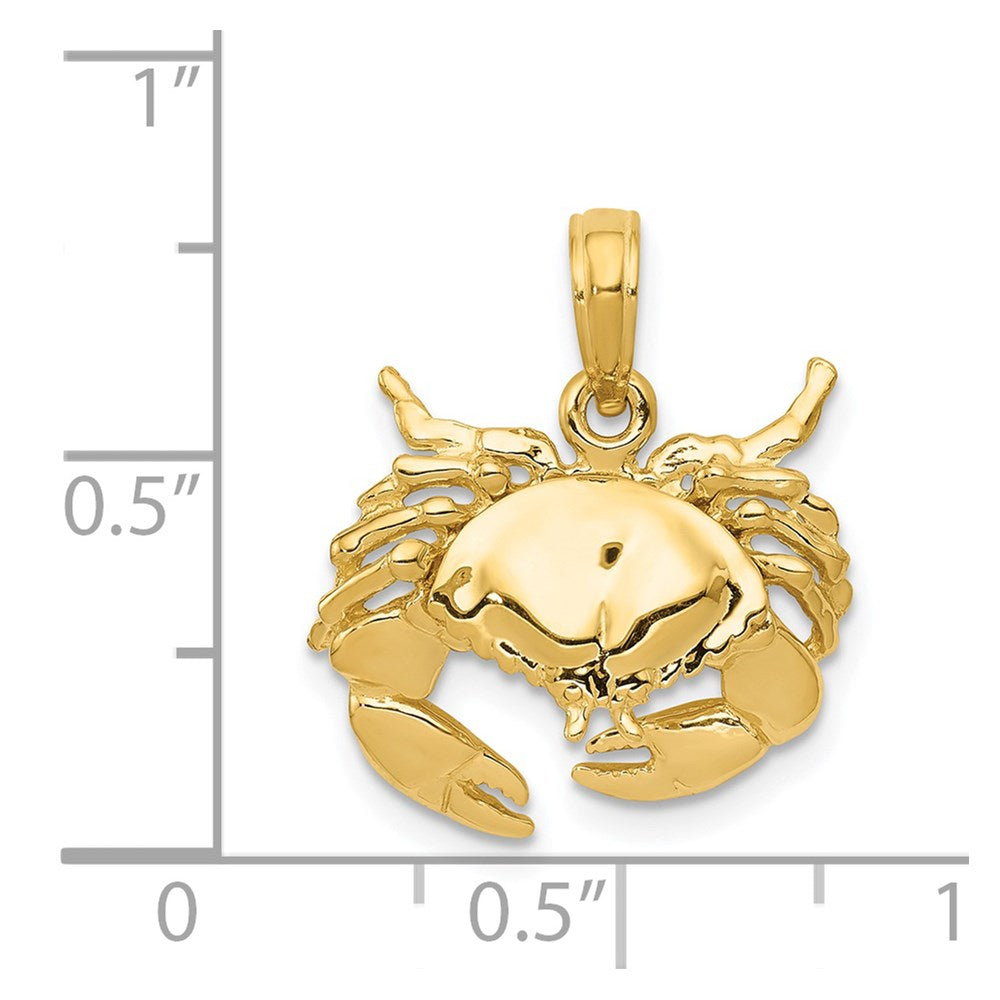 14k Yellow Gold Polished Open-Backed Crab Pendant