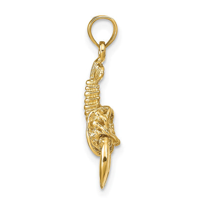 14k Yellow Gold Moveable Lobster Pendant