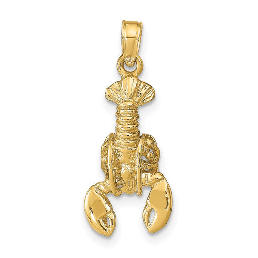 14k Yellow Gold Moveable Lobster Pendant