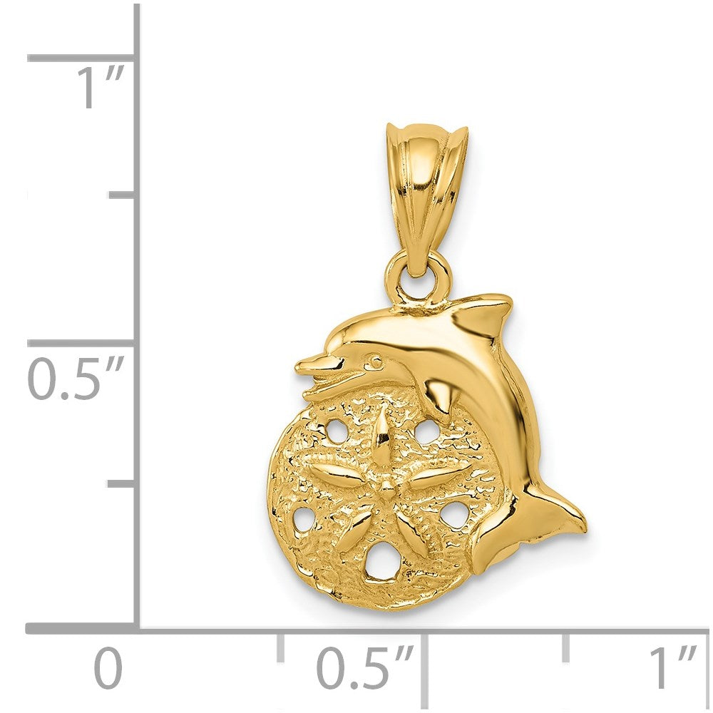14k Yellow Gold Dolphin and Sanddollar Charm