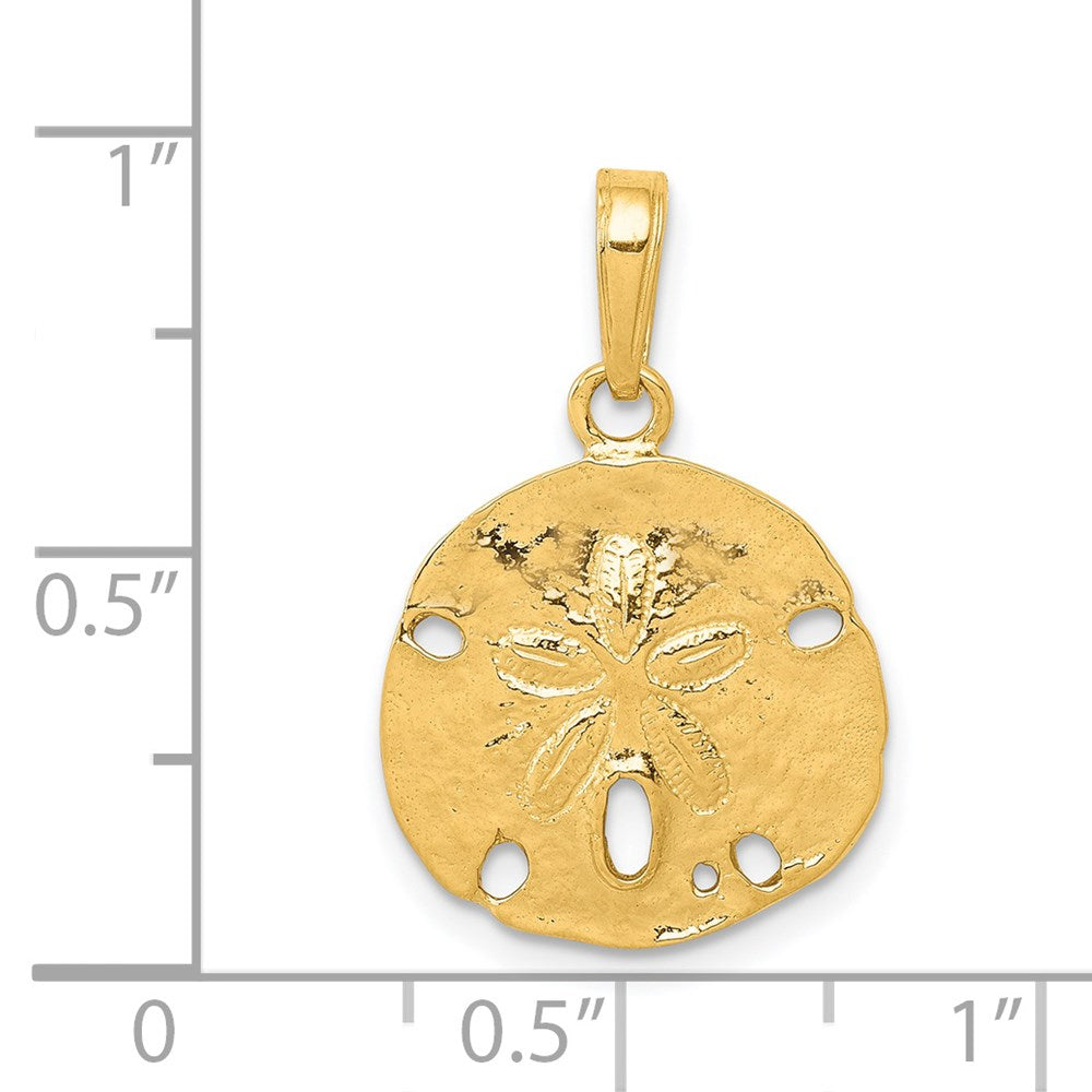 14k Yellow Gold Polished Sand Dollar Pendant