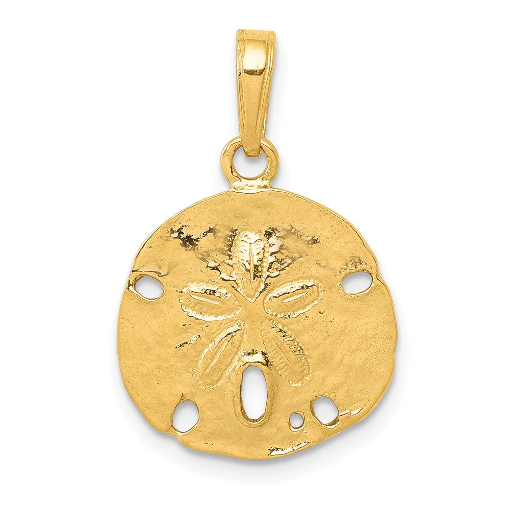 14k Yellow Gold Polished Sand Dollar Pendant