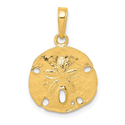 14k Yellow Gold Polished Sand Dollar Pendant