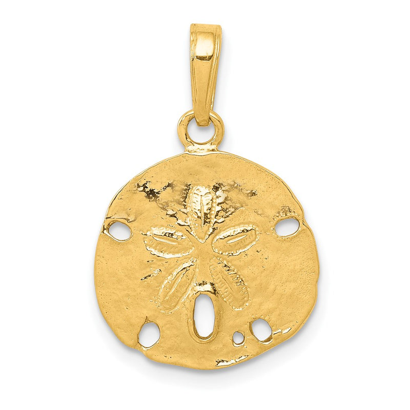 14k Yellow Gold Polished Sand Dollar Pendant