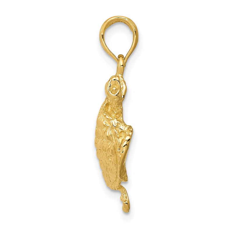 14k Yellow Gold Solid Polished Open-Backed Turtle Pendant