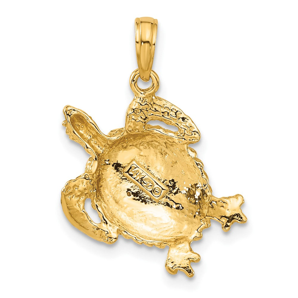 14k Yellow Gold Solid Polished Open-Backed Turtle Pendant