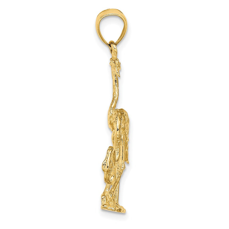 14k Yellow Gold Solid Polished 3-Dimensional Double Flamingo Charm