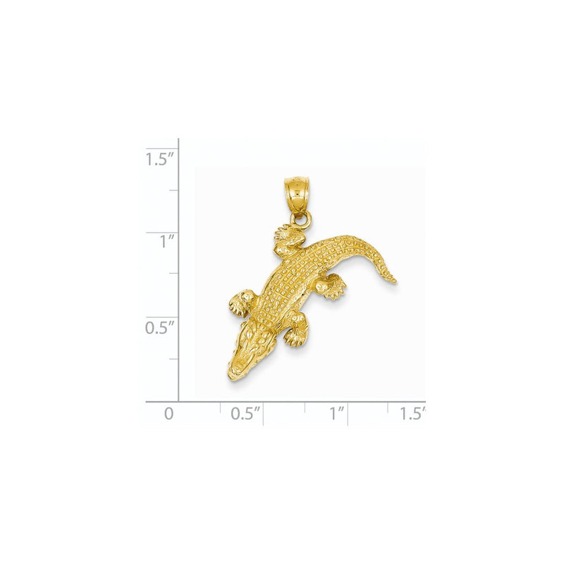 14k Yellow Gold Solid Polished 3-Dimensional Moveable Crocodile Pendant