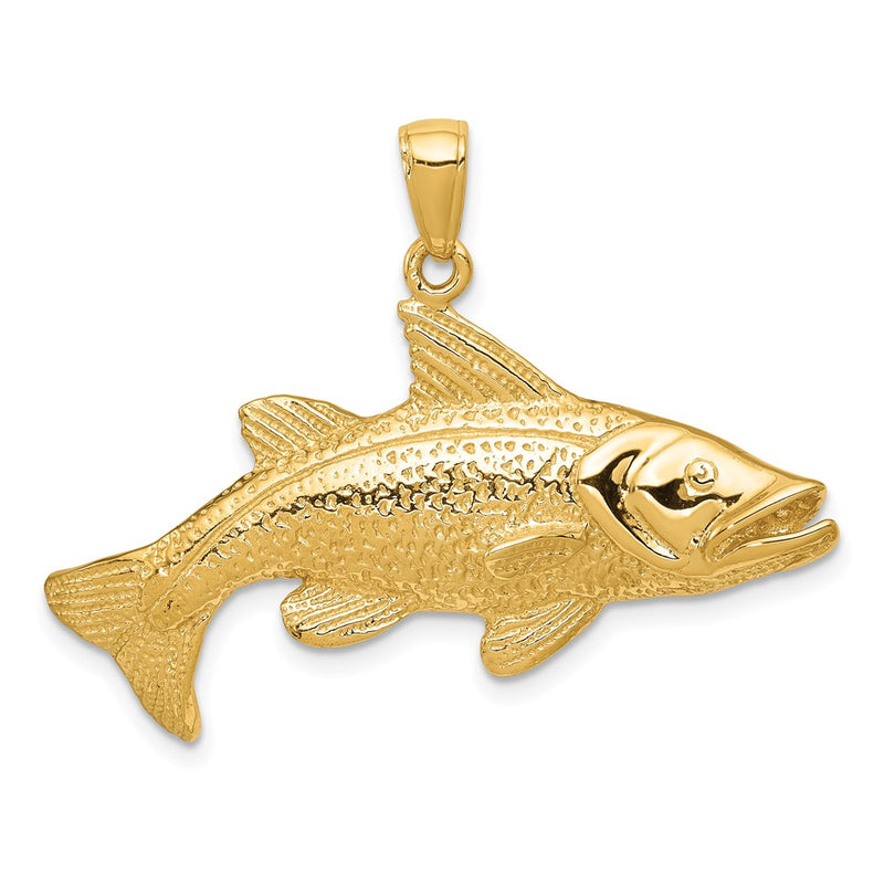 14k Yellow Gold Polished Open-Backed Redfish Pendant