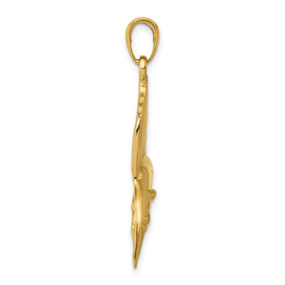 14k Yellow Gold Polished Sailfish Pendant
