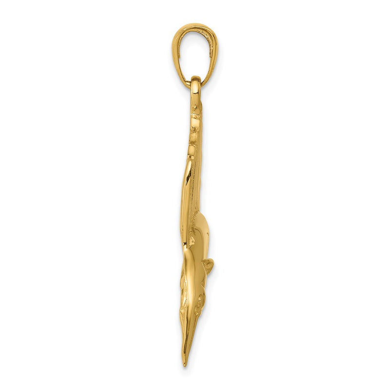 14k Yellow Gold Polished Sailfish Pendant