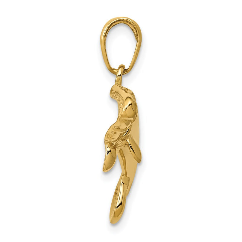 14k Yellow Gold Solid Polished Manatee Pendant