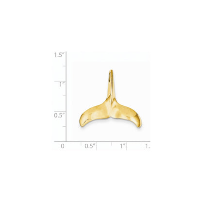 14k Yellow Gold Solid Polished Whale Tail Pendant