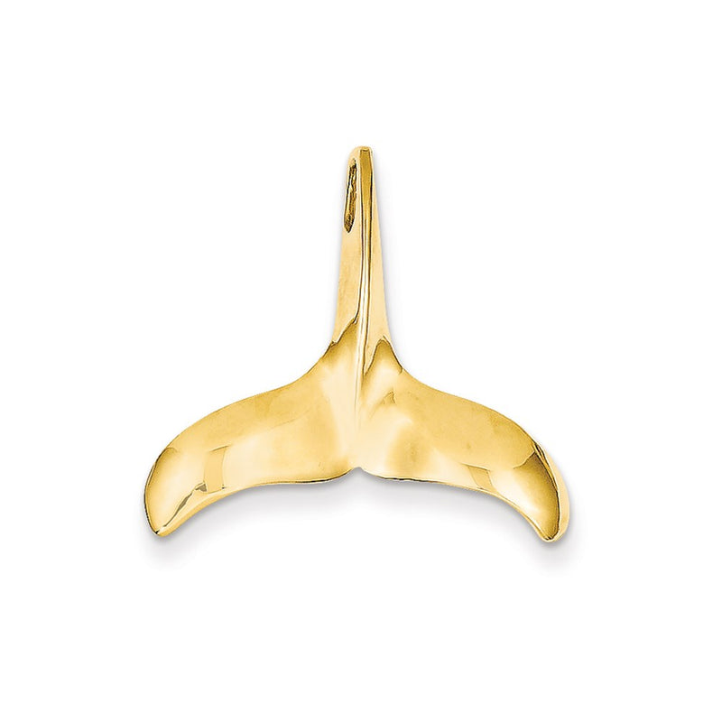 14k Yellow Gold Solid Polished Whale Tail Pendant