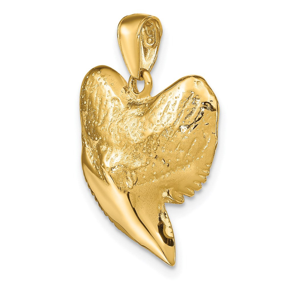 14k Yellow Gold Solid Polished 3-D Shark Tooth Pendant