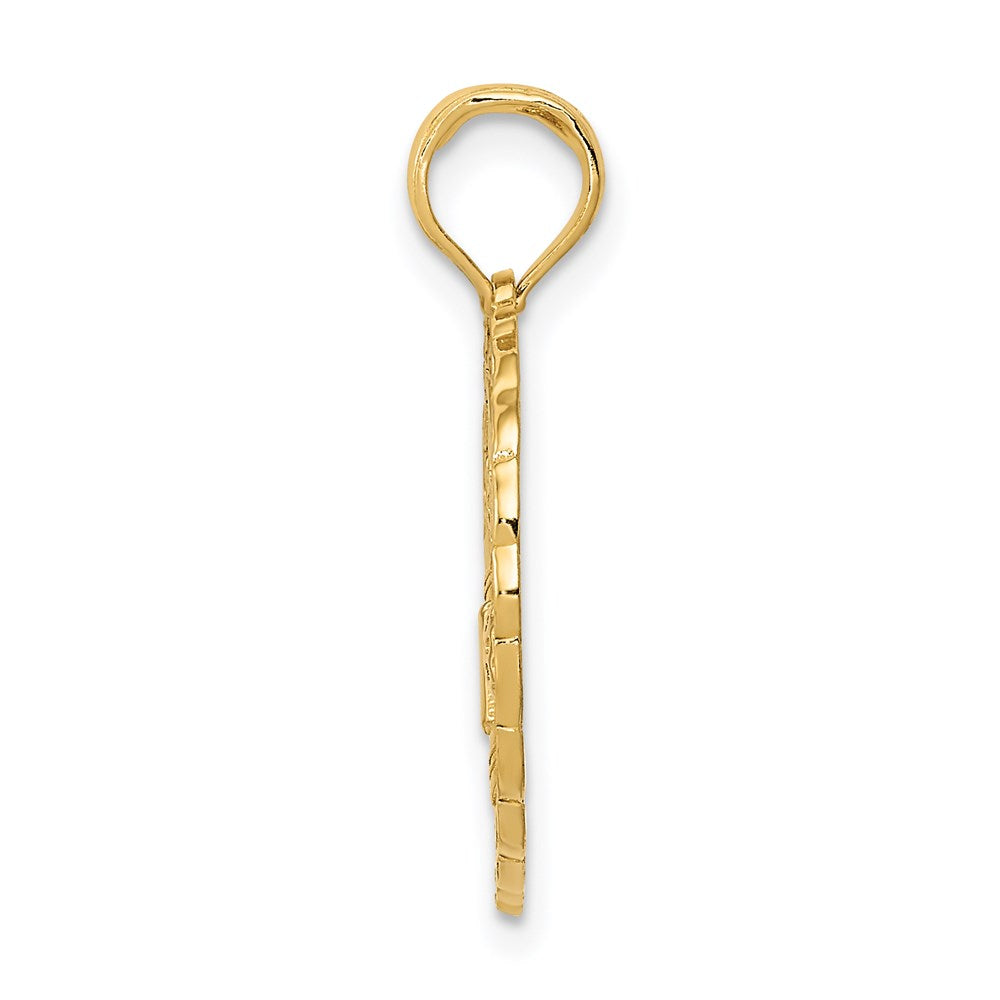 14k Yellow Gold Solid Polished Golf Theme Pendant