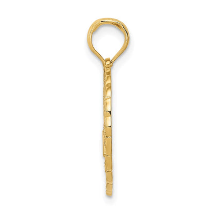 14k Yellow Gold Solid Polished Golf Theme Pendant