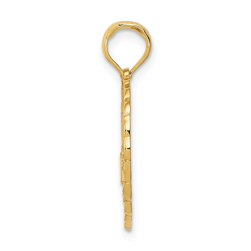 14k Yellow Gold Solid Polished Golf Theme Pendant