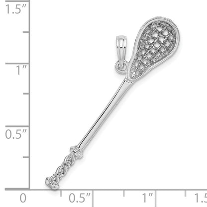 14k White Gold 3-D Lacrosse Stick Charm