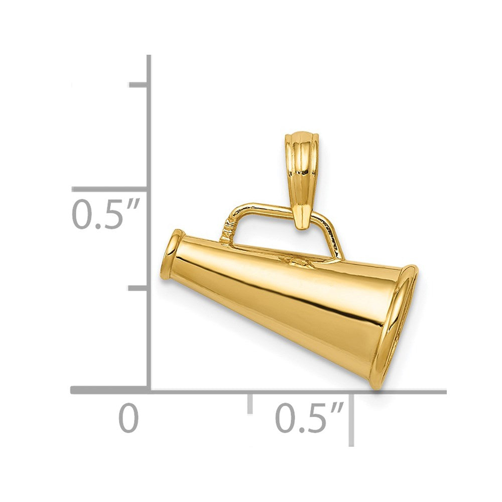 14k Yellow Gold Polished 3-D Small Megaphone Pendant