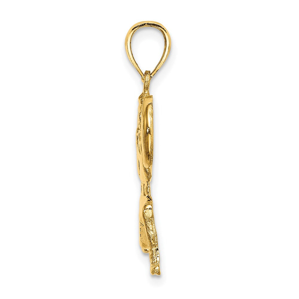 14k Yellow Gold Solid Polished Weightlifter Pendant