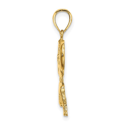 14k Yellow Gold Solid Polished Weightlifter Pendant