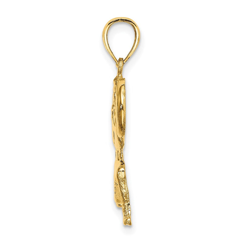14k Yellow Gold Solid Polished Weightlifter Pendant
