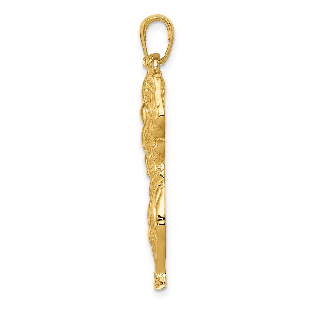 14k Yellow Gold Solid Polished Weightlifter Pendant