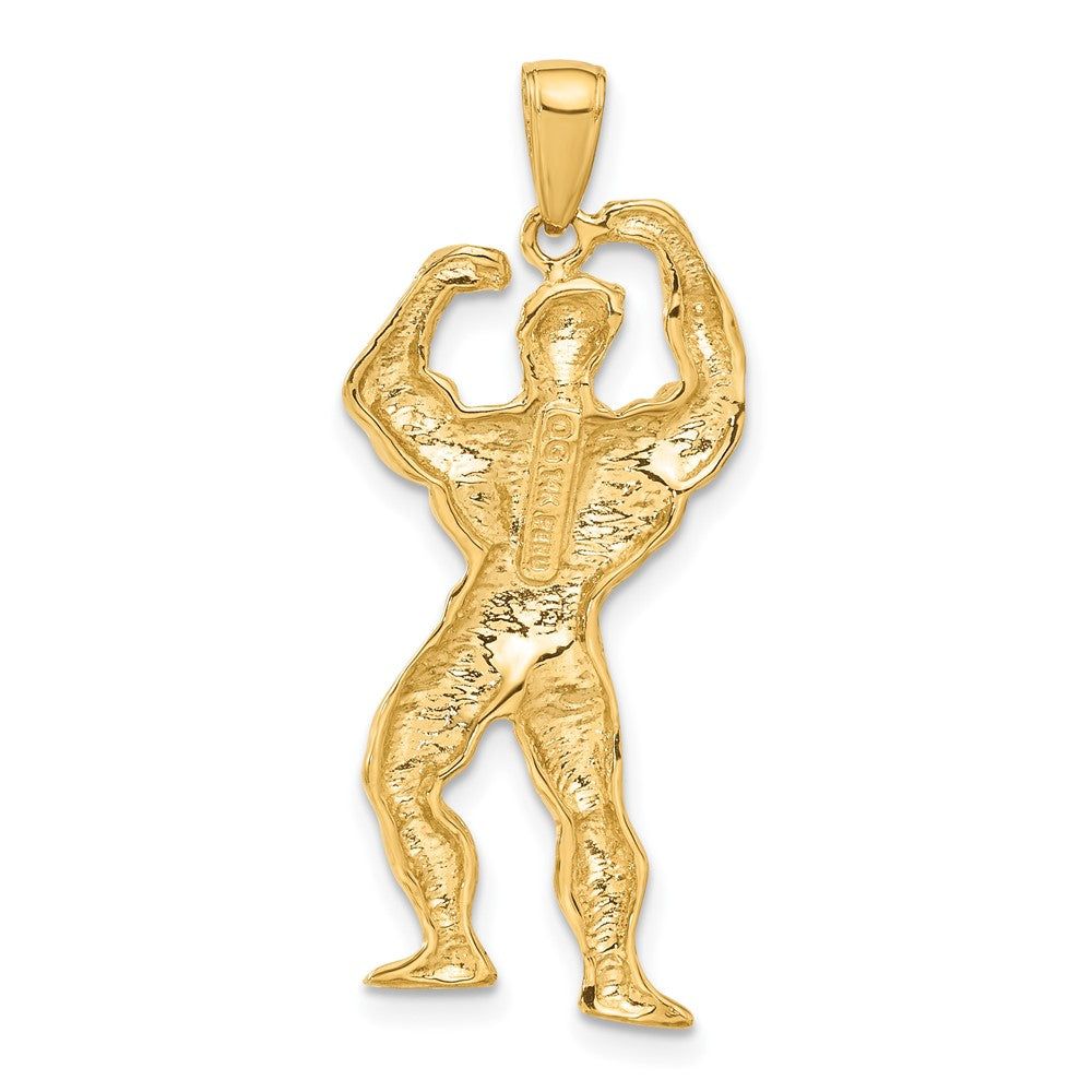 14k Yellow Gold Solid Polished Weightlifter Pendant