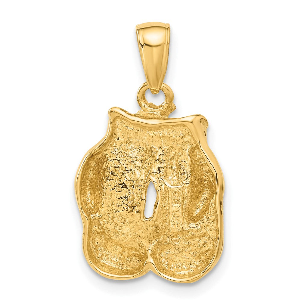 14k Yellow Gold Solid Polished Open-Backed Boxing Gloves Pendant