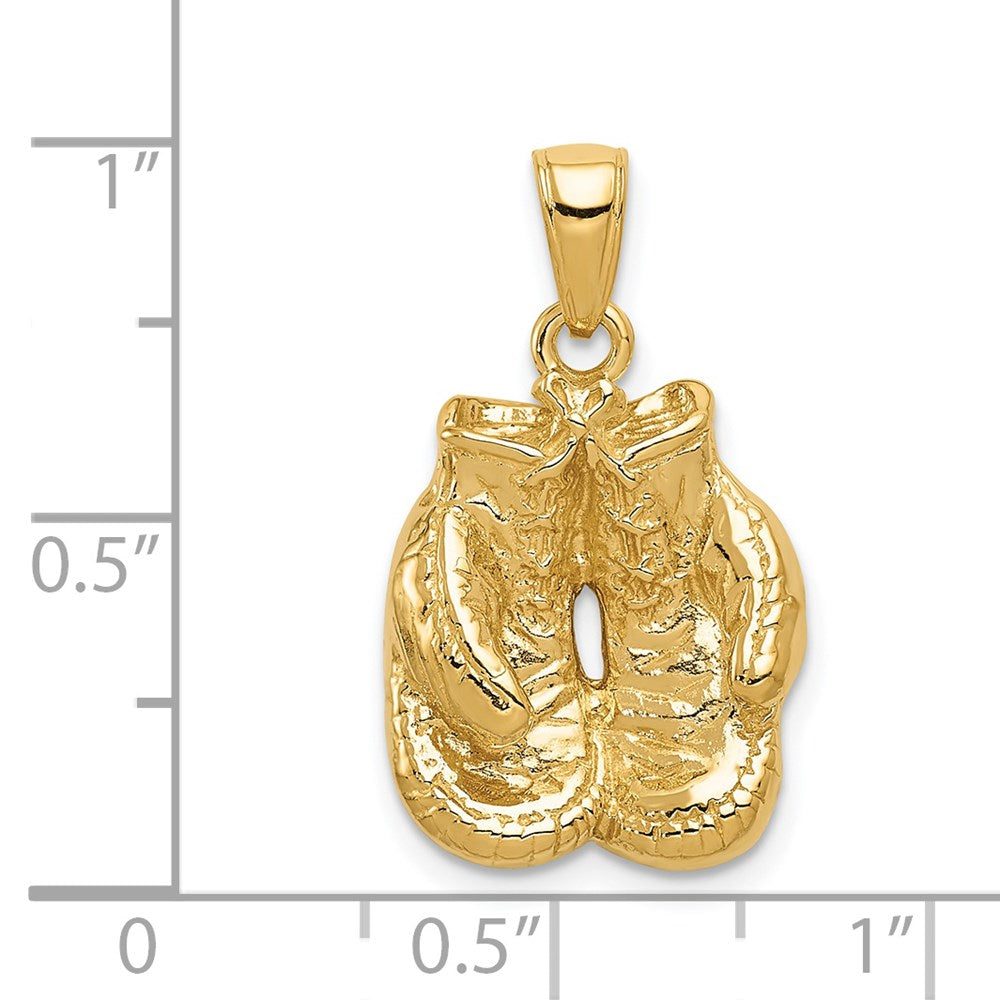 14k Yellow Gold Solid Polished Open-Backed Boxing Gloves Pendant