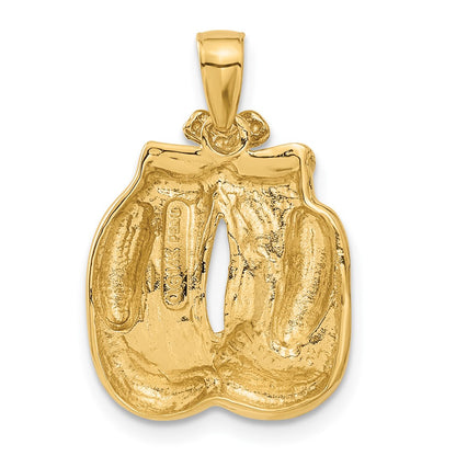 14k Yellow Gold Solid Polished Open-Backed Boxing Gloves Pendant