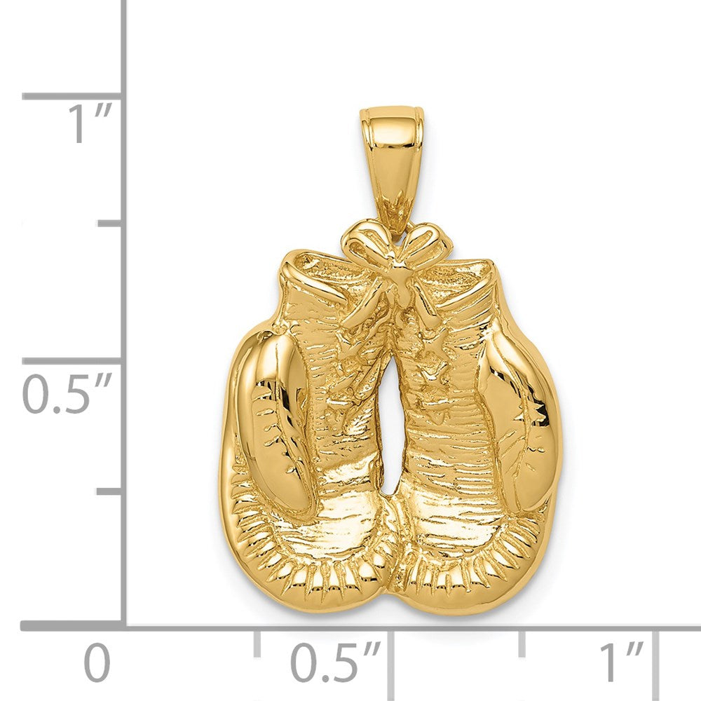 14k Yellow Gold Solid Polished Open-Backed Boxing Gloves Pendant