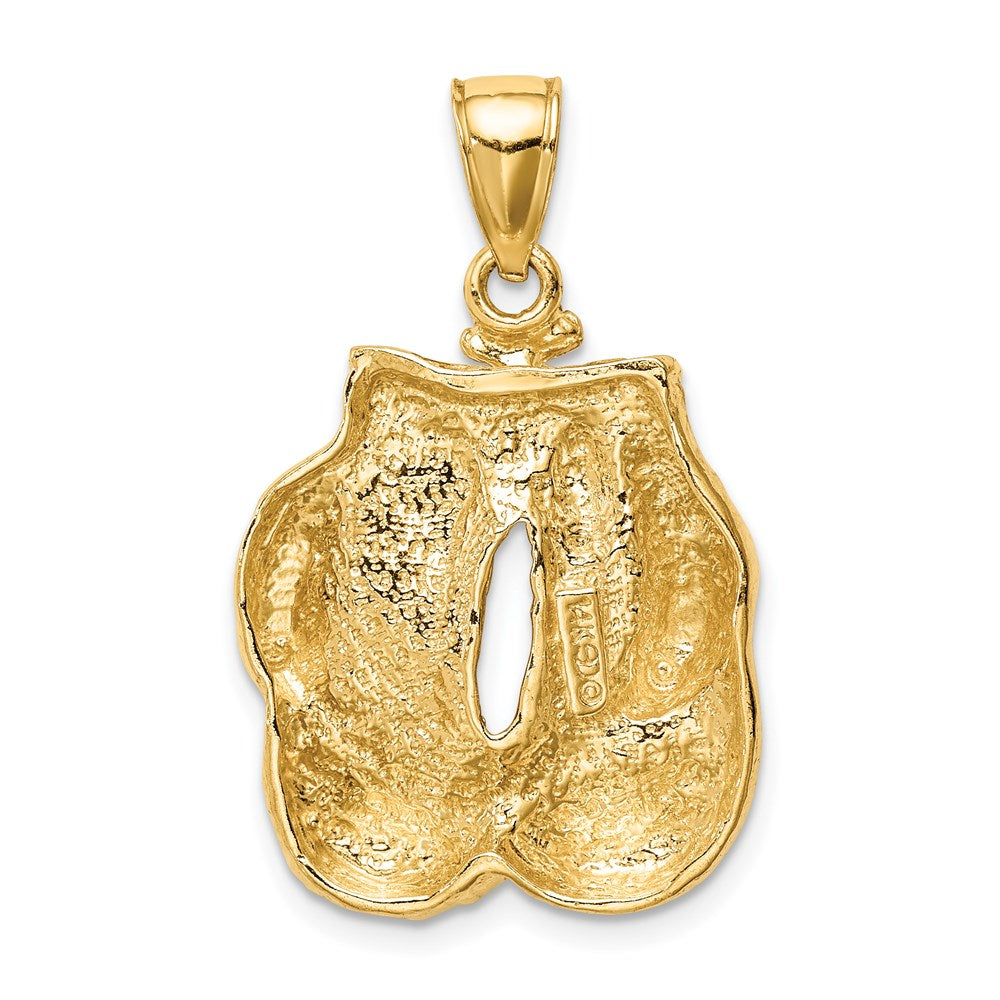 14k Yellow Gold Solid Polished Open-Backed Boxing Gloves Pendant