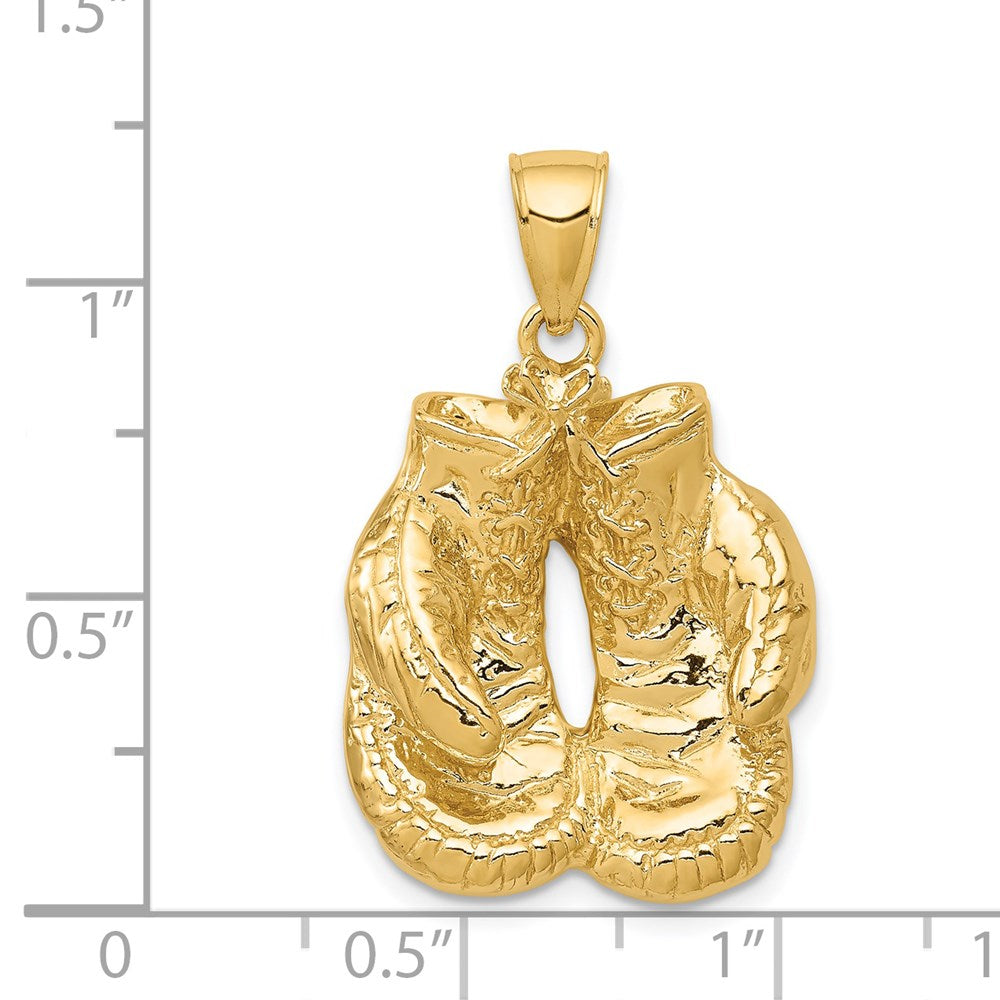 14k Yellow Gold Solid Polished Open-Backed Boxing Gloves Pendant